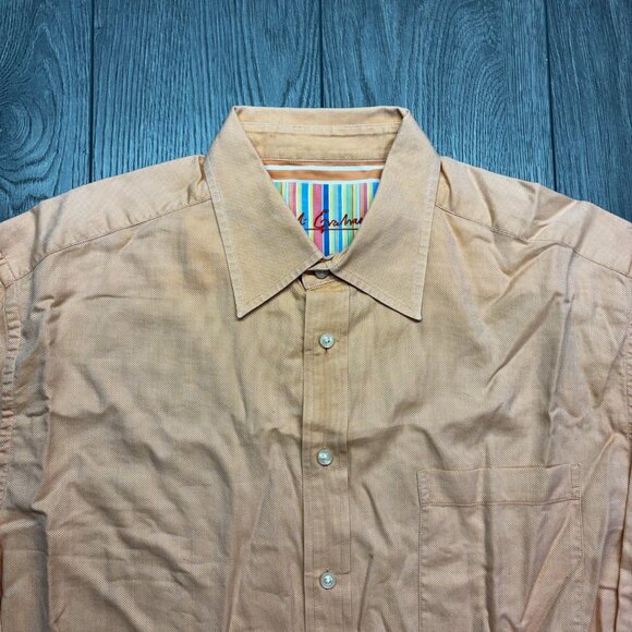 Robert Graham Peach Flip Cuff Dress Shirt 2XL XXL Designer - Picture 4 of 11